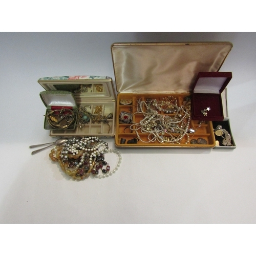 4379 - A tub and a box containing assorted costume jewellery