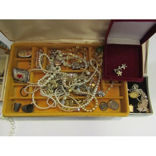 4379 - A tub and a box containing assorted costume jewellery