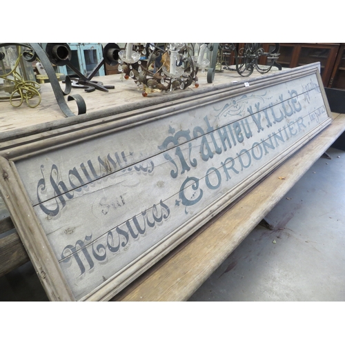 2075 - A 19th Century French painted shoe makers and repairs sign 248 x 50cm   (C)