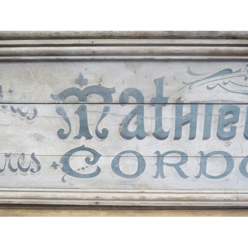 2075 - A 19th Century French painted shoe makers and repairs sign 248 x 50cm   (C)