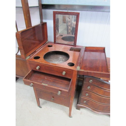 2159 - A Georgian mahogany Gentlemans wash stand with fold open top and pop up mirror