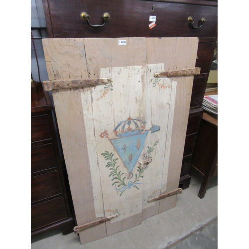 2022 - A pair of 19th Century hand painted Chateau window shutters from the South of France 85 x 136cm   (C... 