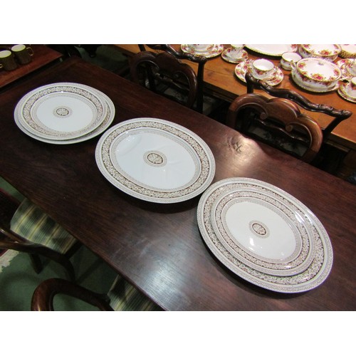 4166 - Five Grecian pattern Victorian meat plates   (R) £20