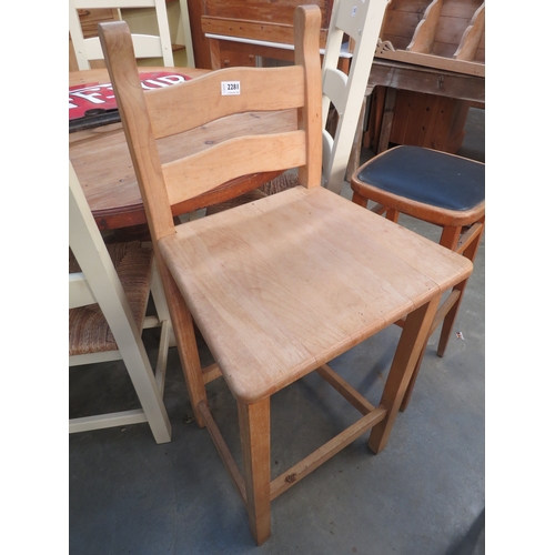 2321 - A beech bar stool and 1950's stool