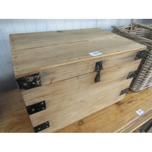 2325 - A small Victorian stripped pine tool box with interior compartment