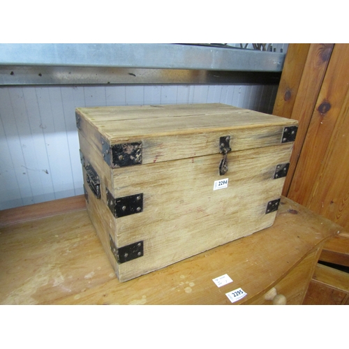 2325 - A small Victorian stripped pine tool box with interior compartment