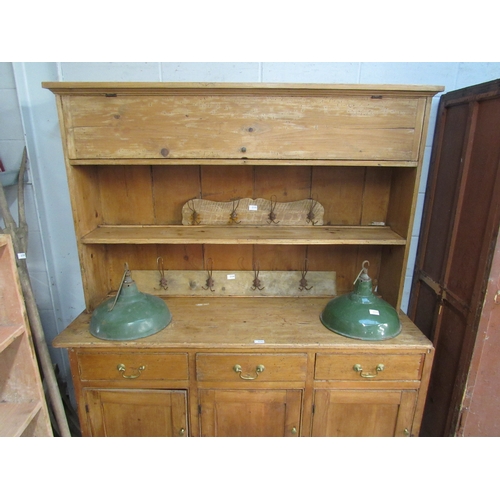 2345 - A Georgian Irish pine dresser with unusual bread cupboard top 154w x 54d x 181cm tall