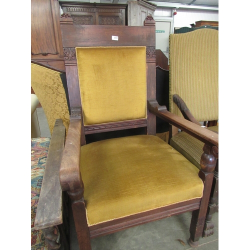 2453 - A Scandiavian carved oak throne chair