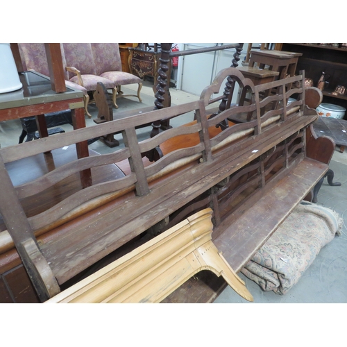 2280 - A mahogany wall hanging plate rack 209cm wide   (R) £0  (E) £20-30