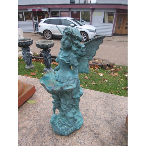 2015 - A cast iron garden fairy figure, holding a leafy bowl 19