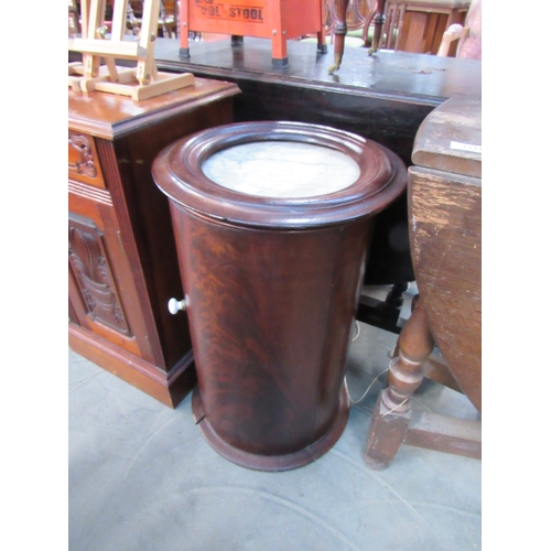 2237 - A 19th Century mahogany cylindrical  pot cupboard with marble top, base a/f   (E) £30-40