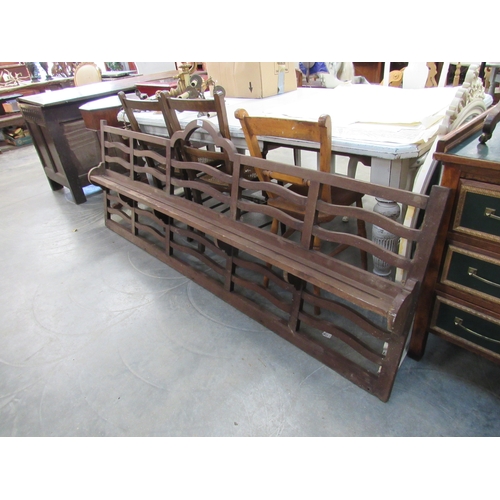 2280 - A mahogany wall hanging plate rack 209cm wide   (R) £0  (E) £20-30