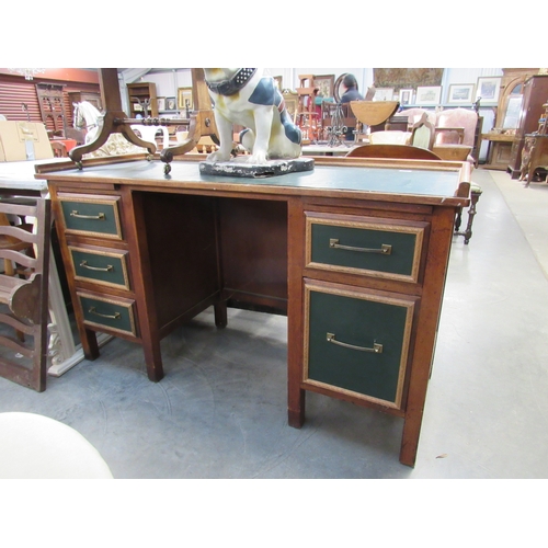 2285 - A mid 20th Century twin pedestal desk with green surface and drawer fronts   (E) £20-30