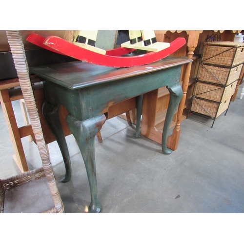 2295 - A green painted mahogany side table