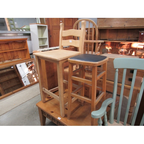 2321 - A beech bar stool and 1950's stool