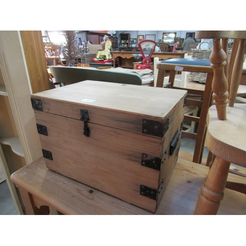 2325 - A small Victorian stripped pine tool box with interior compartment