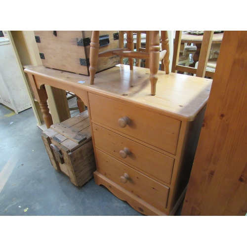 2326 - A pine three drawer desk