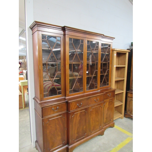 2351 - A Georgian style mahogany breakfront bookcase on cupboard 167w x 202t x 42cm deep     (E) £30-50