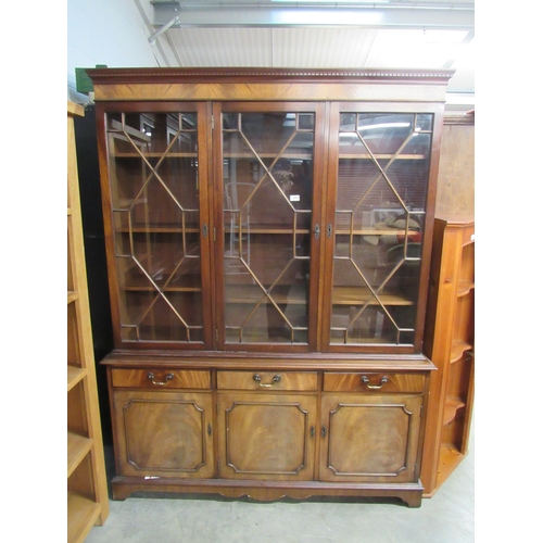 2353 - A Gerogian style mahogany bookcase on cupboard 150w x 196t x 40cm deep     (E) £30-40