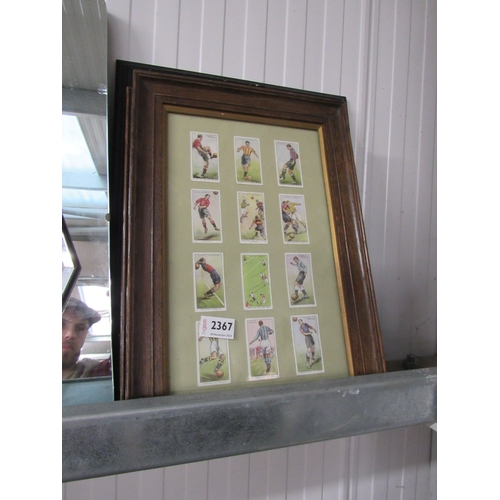 2367 - Three framed cigarette card displays cricket, football and wild berries     (R) £0