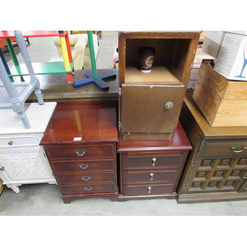 2398 - Two mahogany bedside cupboards and an oak pot cupboard