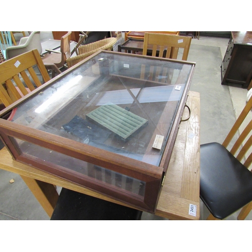 2432 - A mahogany glazed top display cabinet, corner section missing