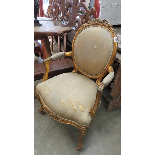 2007 - A carved and gilt French armchair for reupholstery