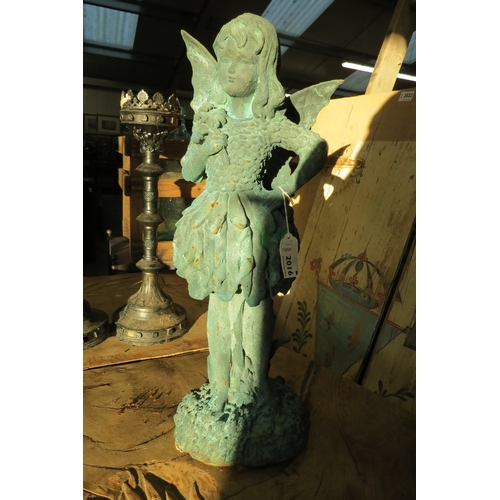 2016 - A cast iron garden fairy figure holding flowers   (C)