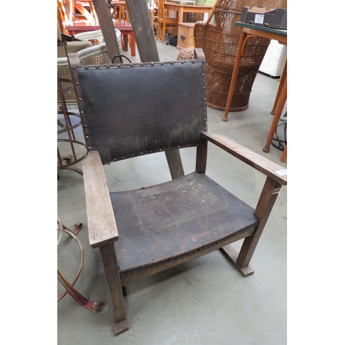 2027 - A 1930's Welsh oak fireside chair   (R)