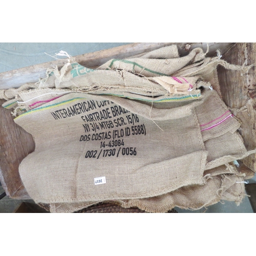 2037 - A bundle of hessian sacks