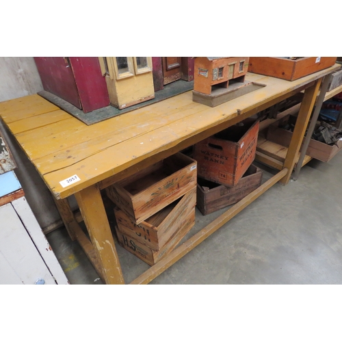 2057 - A rustic painted pine potting table