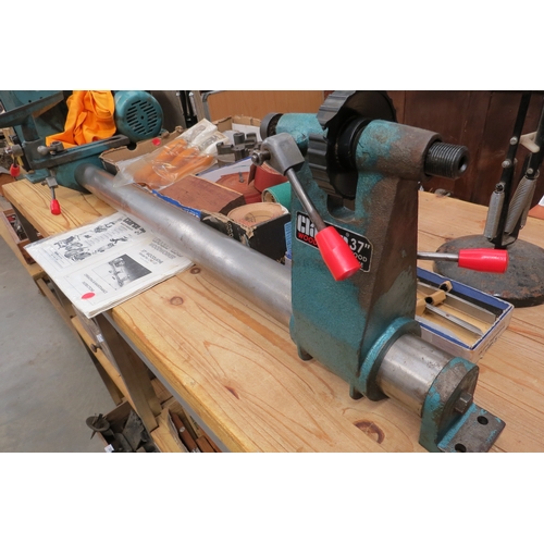 2065 - A Clarke 37' wood lathe, chisels and accessories    (R) £170