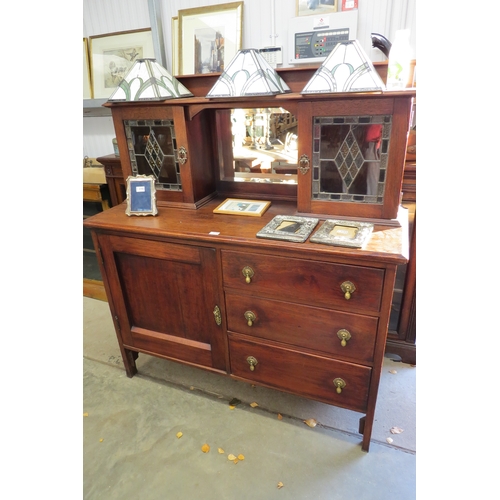 2105 - A 1930's oak and lead glazed dresser   (E) £40-60