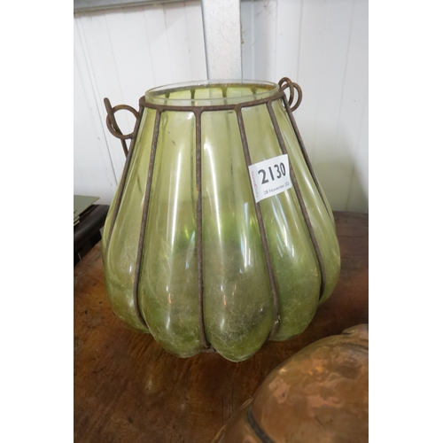 2130 - A pair of French moulded glass lanterns