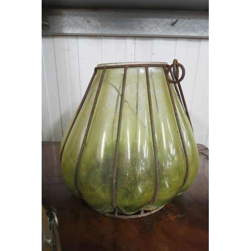 2130 - A pair of French moulded glass lanterns