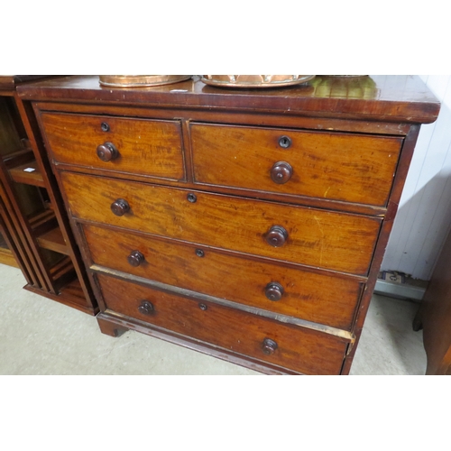 2133 - A Victorian mahogany two over three chest of drawers, front foot a/f