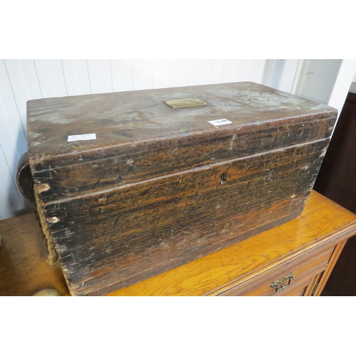 2148 - A 19th Century mahogany  tool box with rope handles , brass plaque to top H.W.Butcher Arms Crew