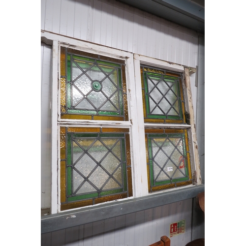 2174 - A pair of Victorian coloured lead glazed window panels