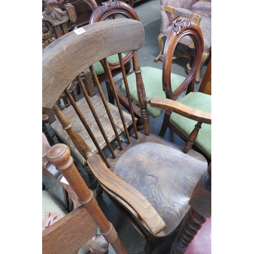 2191 - An elm stick back grandfather chair