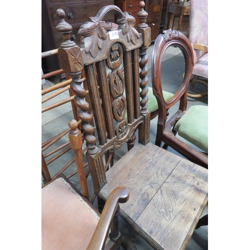 2192 - A 1920's oak barleytwist side chair