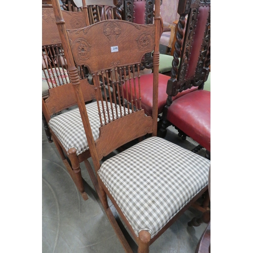 2195 - A pair of 1920's American oak rocking chairs