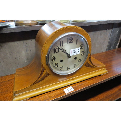 2210 - A 1930's walnut and marquetry inlaid hat clock  (E) £10-15