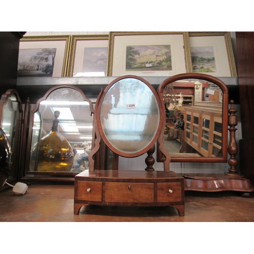 2259 - A table top swing dressing mirror above three drawers, a/f, together with a triptych mirror and one ... 