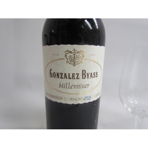 8111 - Gonzalez Byass Millennium Oloroso Sherry, limited edition boxed set, No.0723, with two glasses