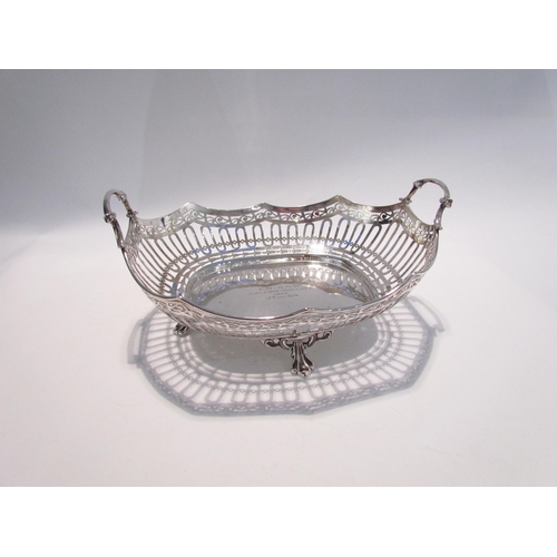 7451 - An Atkin Bros large silver openwork handled basket, Sheffield 1926, 600g, 29cm wide