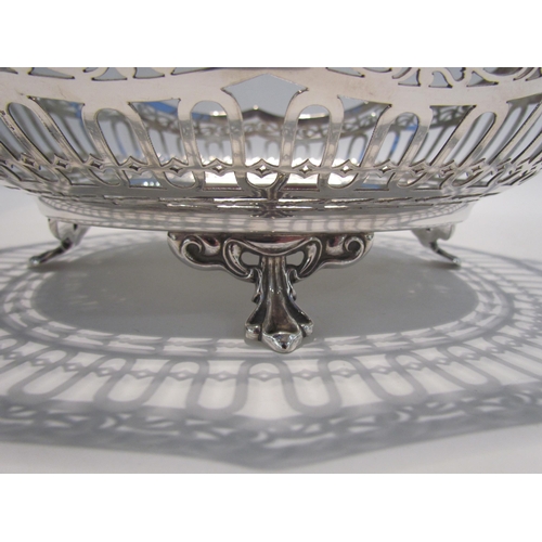 7451 - An Atkin Bros large silver openwork handled basket, Sheffield 1926, 600g, 29cm wide