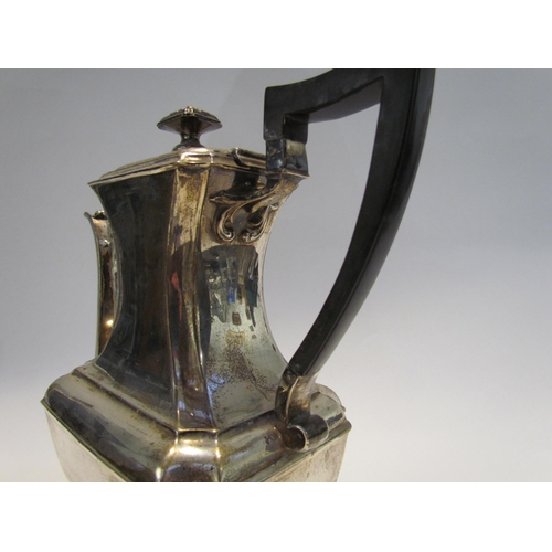 7454 - A James Dixon & Sons Ltd silver coffee pot, scrolled spout, on squashed bun feet, 23cm tall, Sheffie... 