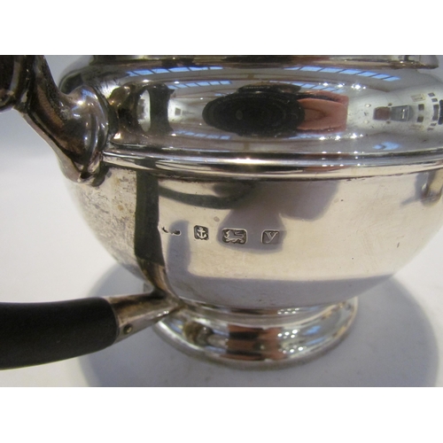 7460 - A Mappin & Webb Ltd, silver 3 piece tea set with ebonised knop and handle.  Birmingham 1923, 1014g