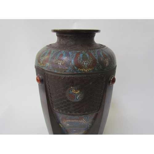 7482 - A late 19th Century Indian cloisonné vase of Art Deco form with cabochon detail, character mark to b... 