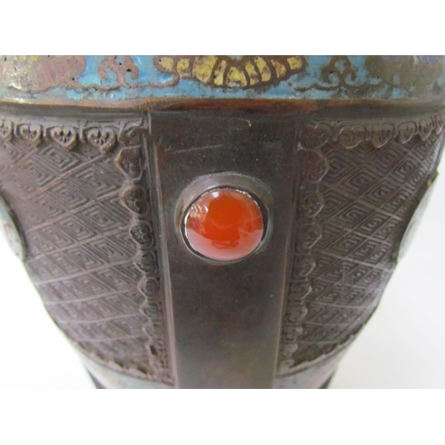 7482 - A late 19th Century Indian cloisonné vase of Art Deco form with cabochon detail, character mark to b... 